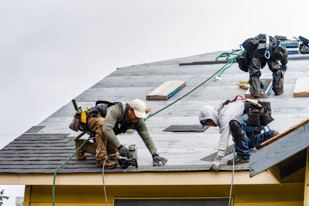 Professional Gutter Installation technician working in Reno, TX
